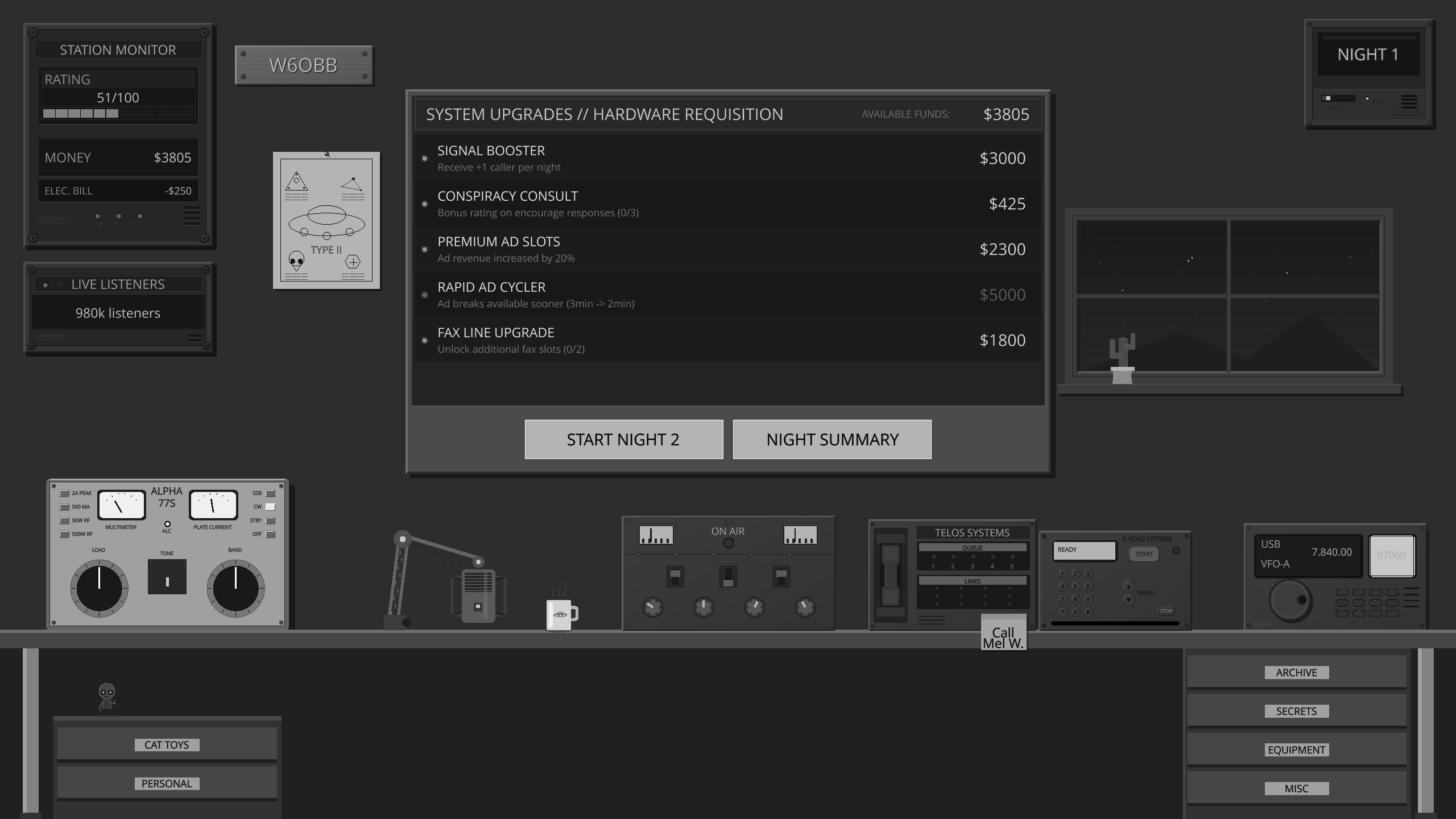 Across the Airwaves — station management screen