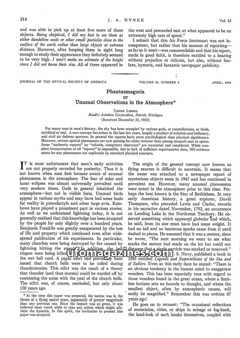 Cover of Optical Society of America issue VOLUME 43, NUMBER 4: JOURNAL OF THE OPTICAL SOCIETY OF AMERICA