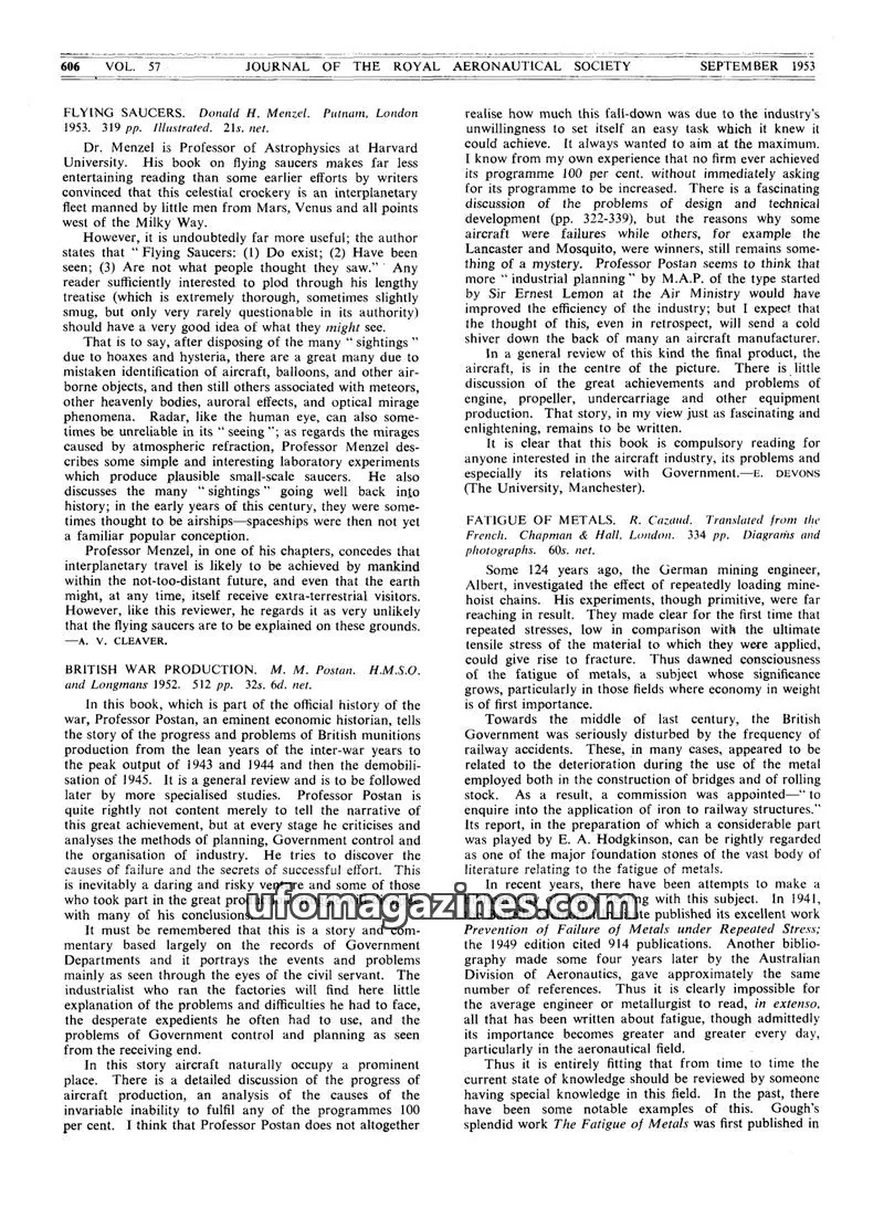 Cover of ROYAL AERONAUTICAL SOCIETY issue 57: JOURNAL OF THE ROYAL AERONAUTICAL SOCIETY