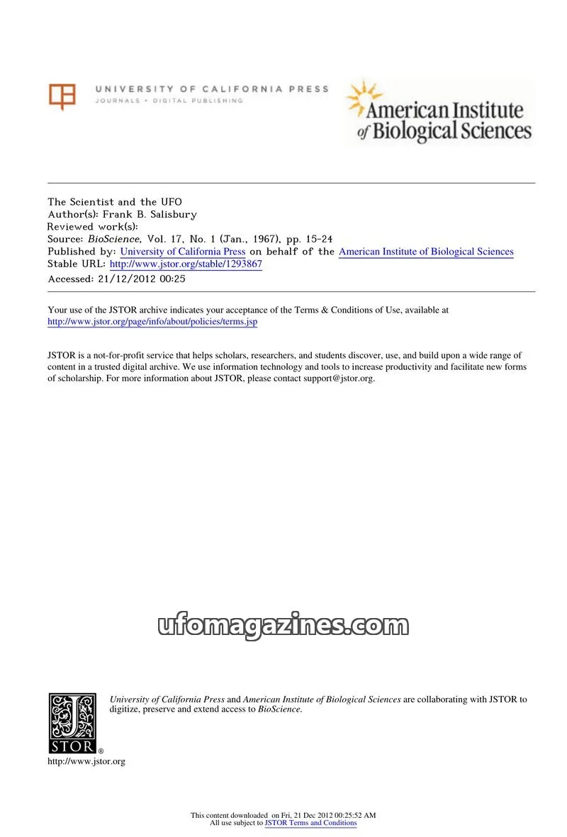 Cover of University of California Press issue 1: BioScience