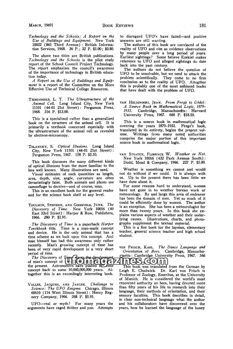 Cover of Scientific Journal Articles issue MARCH, 1969: BOOK REVIEWS
