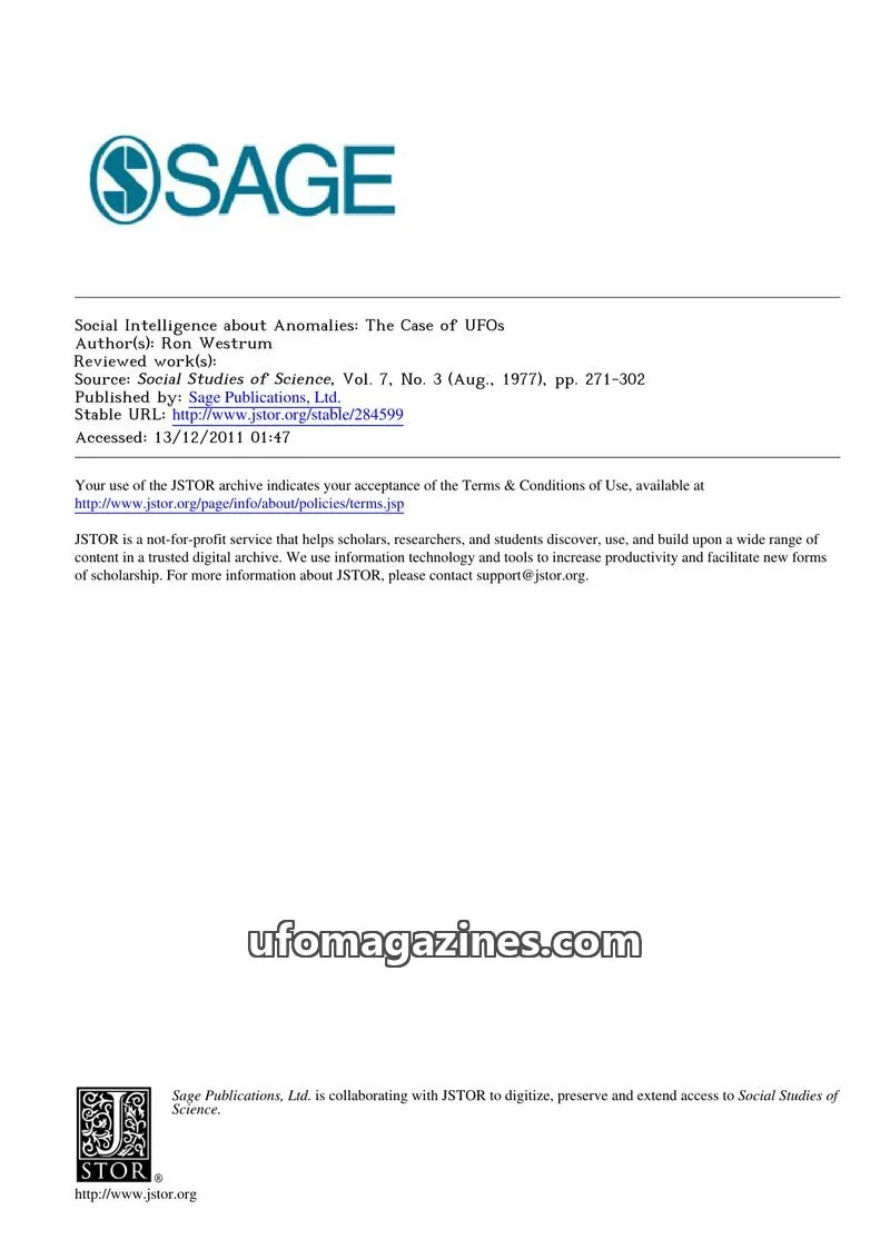 Cover of Sage Publications, Ltd. issue 3: Social Studies of Science