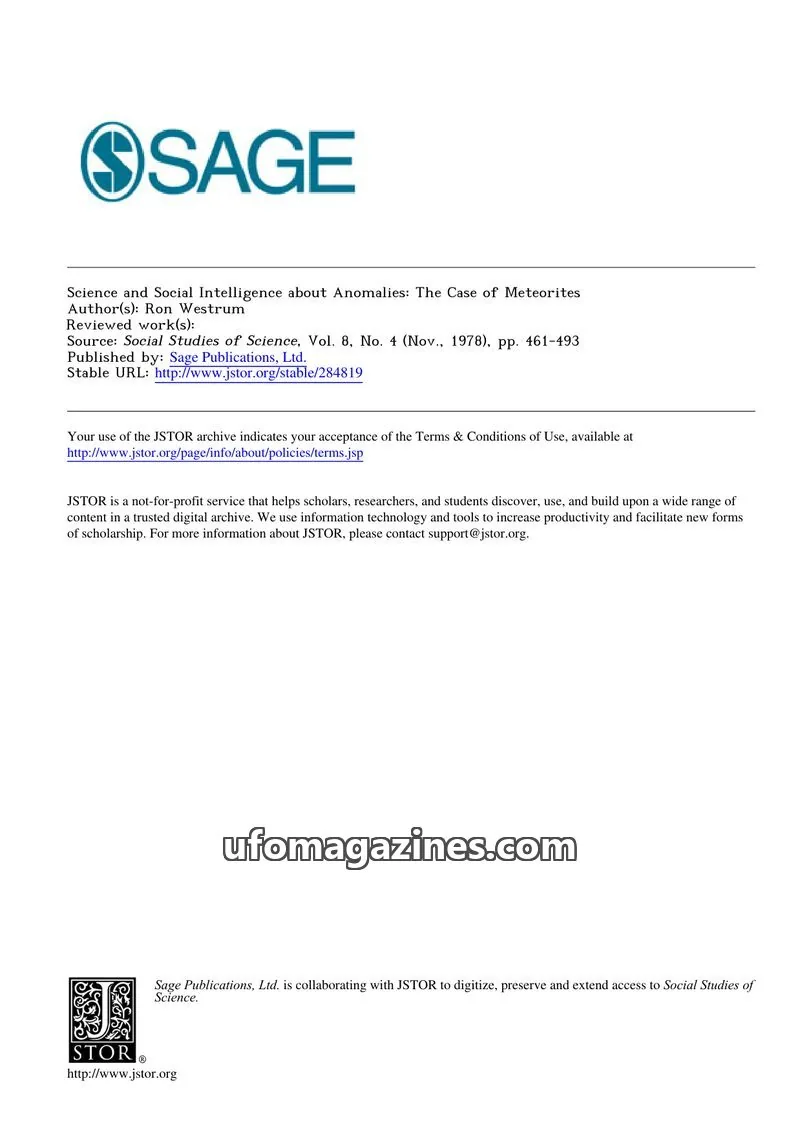 Cover of Sage Publications, Ltd. issue 4: Social Studies of Science