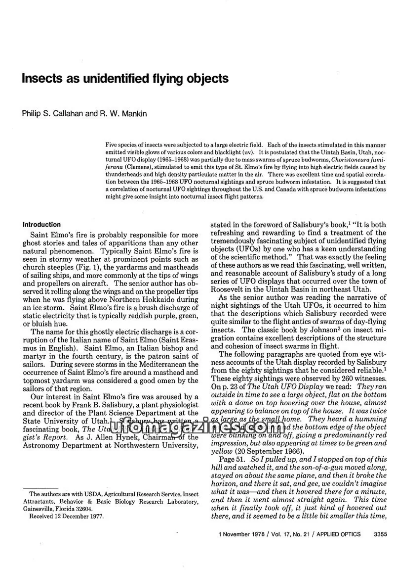 Cover of Scientific Journal Articles issue 2: Insects as unidentified flying objects