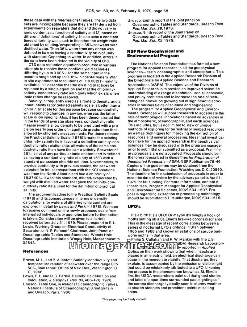 Cover of Scientific Journal Articles issue vol. 60, no. 6: EOS