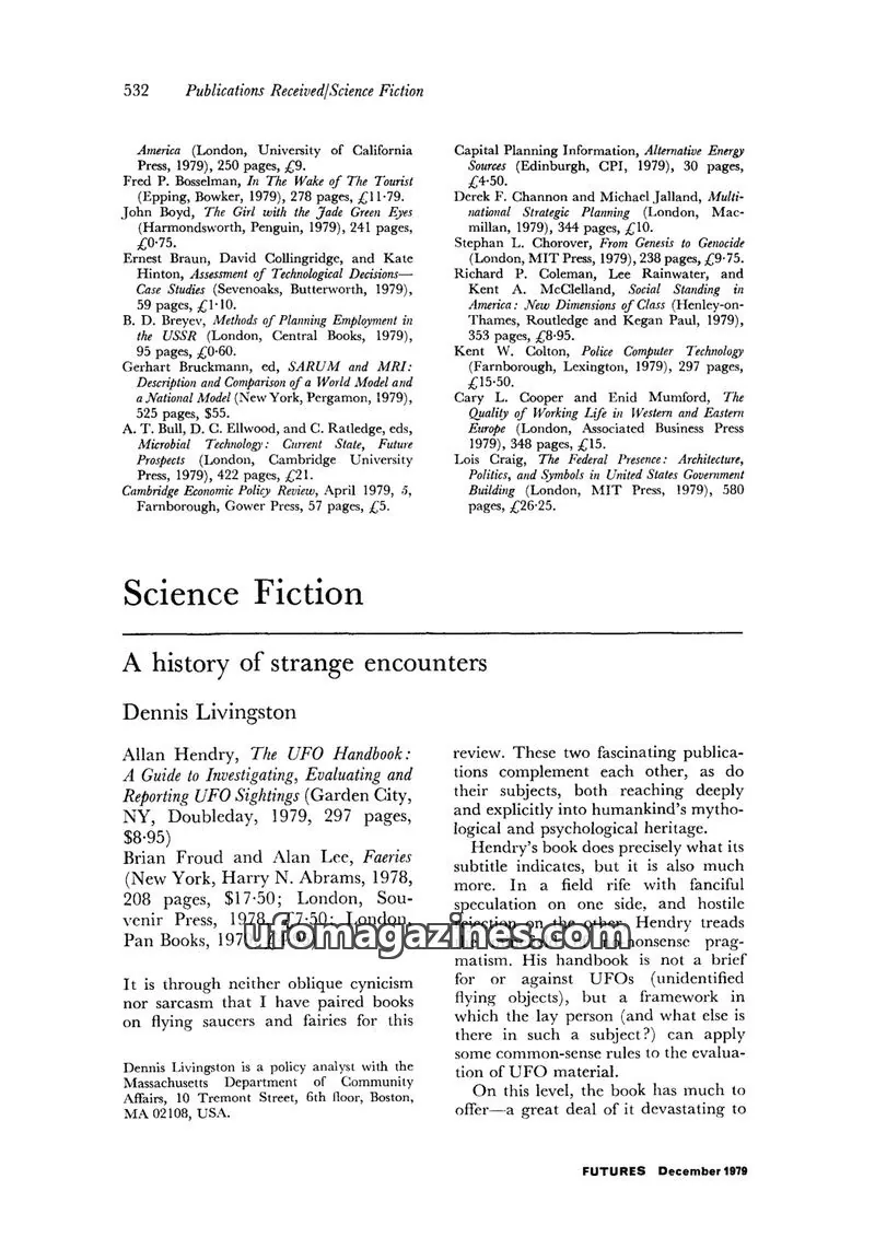 Cover of FUTURES issue December 1979: Publications Received Science Fiction