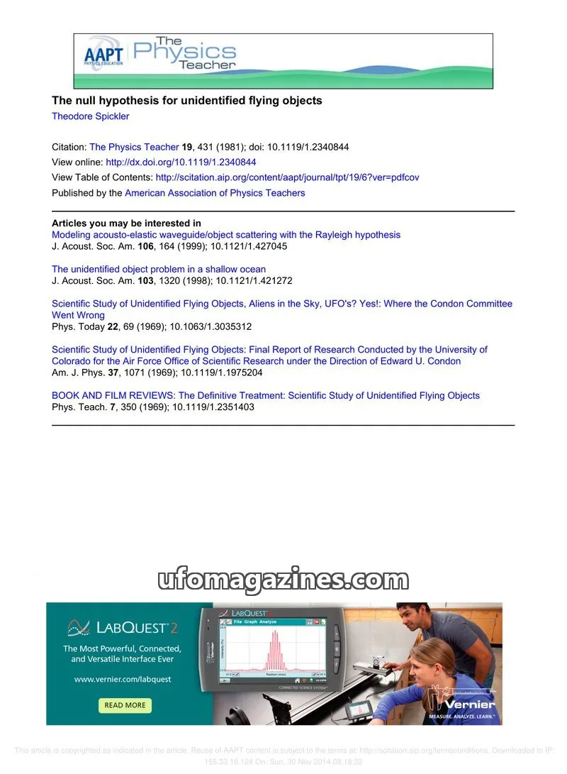 Cover of American Association of Physics Teachers issue 19: The Physics Teacher