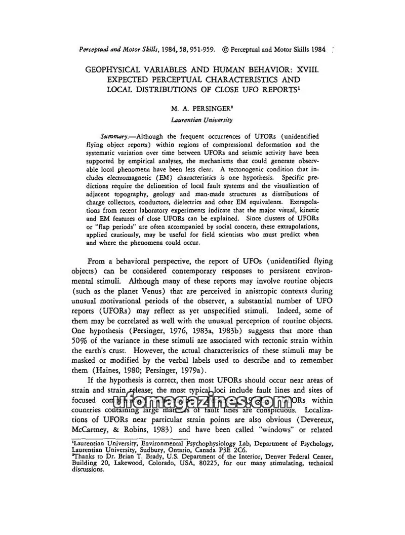 Cover of Scientific Journal Articles issue 58: Perceptual and Motor Skills