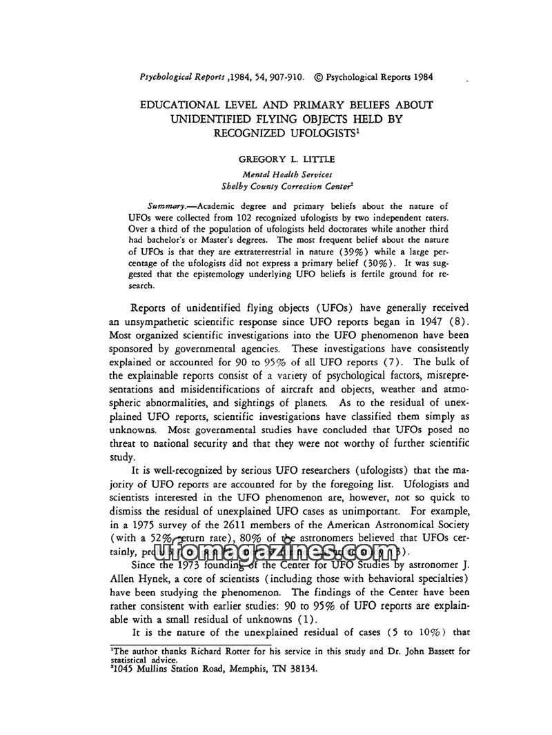Cover of Scientific Journal Articles issue 54: Psychological Reports