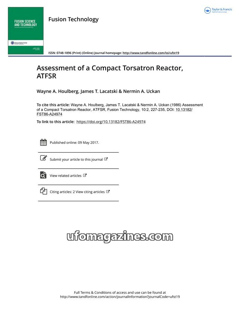 Cover of American Nuclear Society issue 10:2: Fusion Technology