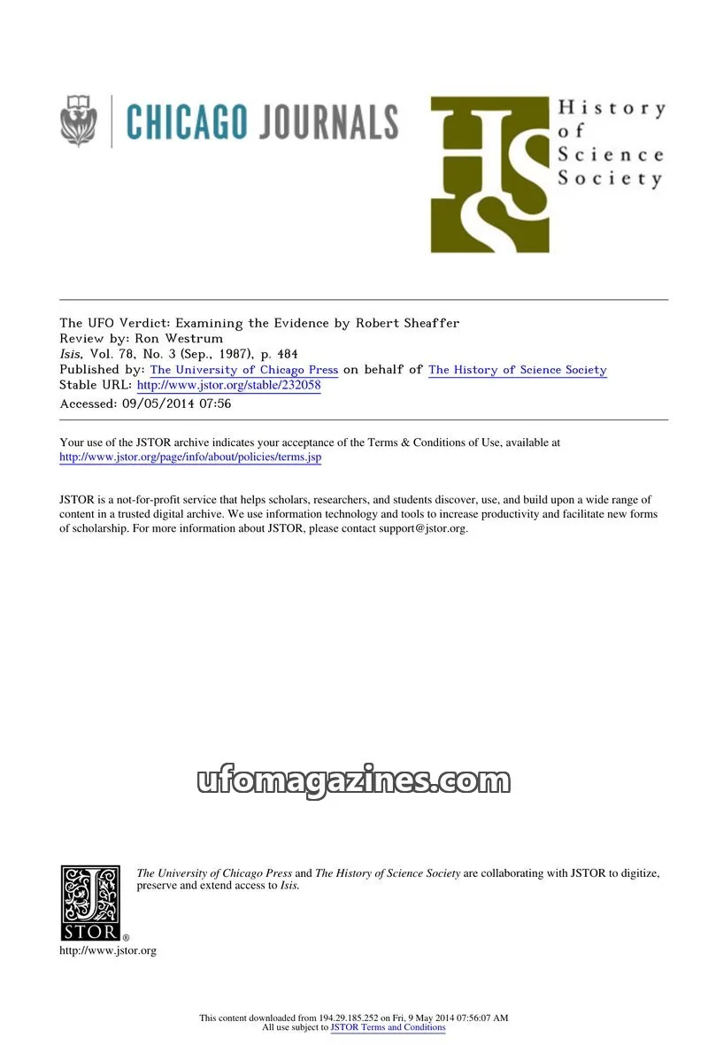 Cover of The University of Chicago Press issue 3: Isis