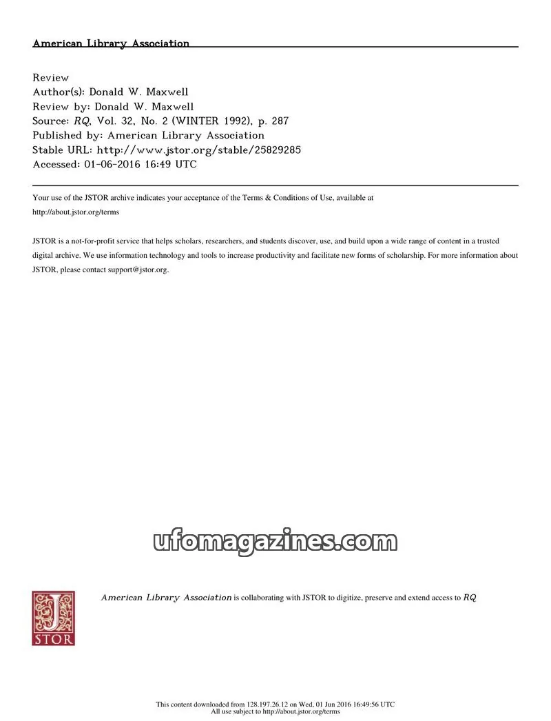 Cover of American Library Association issue 2: RQ