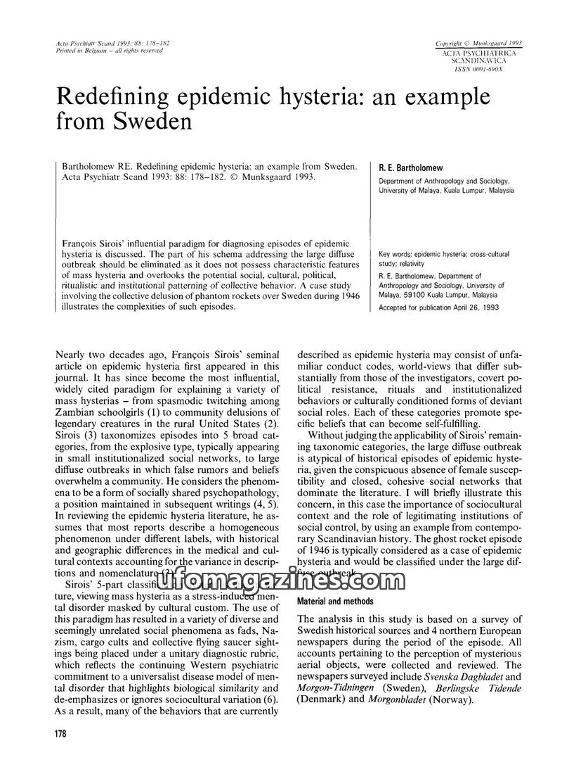 Cover of Scientific Journal Articles issue 88: Acta Psychiatrica Scandinavica