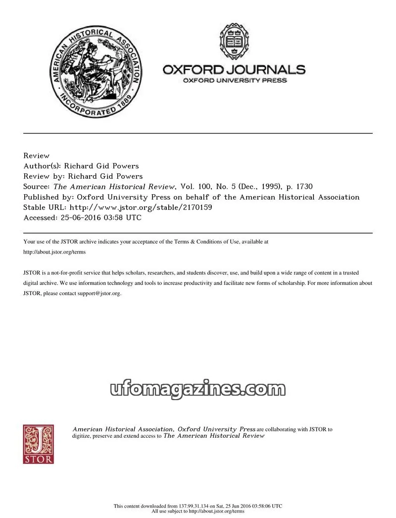 Cover of Oxford University Press issue 5: The American Historical Review