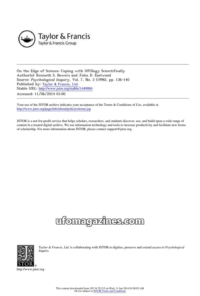 Cover of Scientific Journal Articles issue 2: Psychological Inquiry
