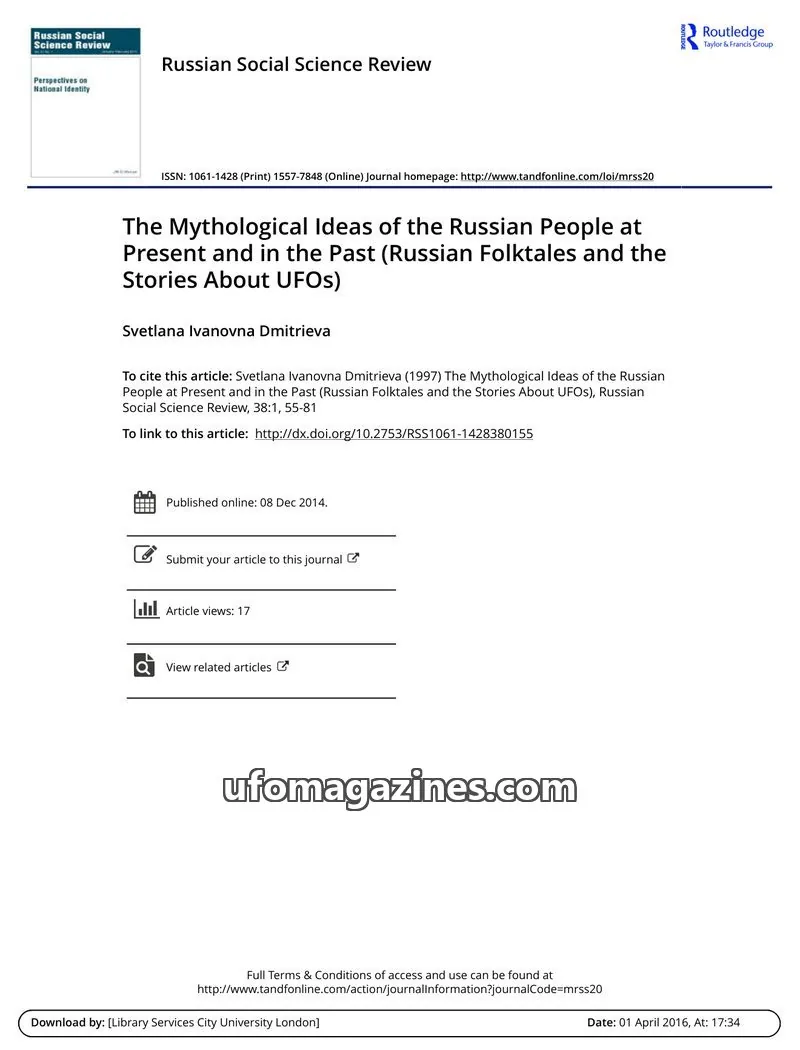 Cover of Scientific Journal Articles issue 1: Russian Social Science Review