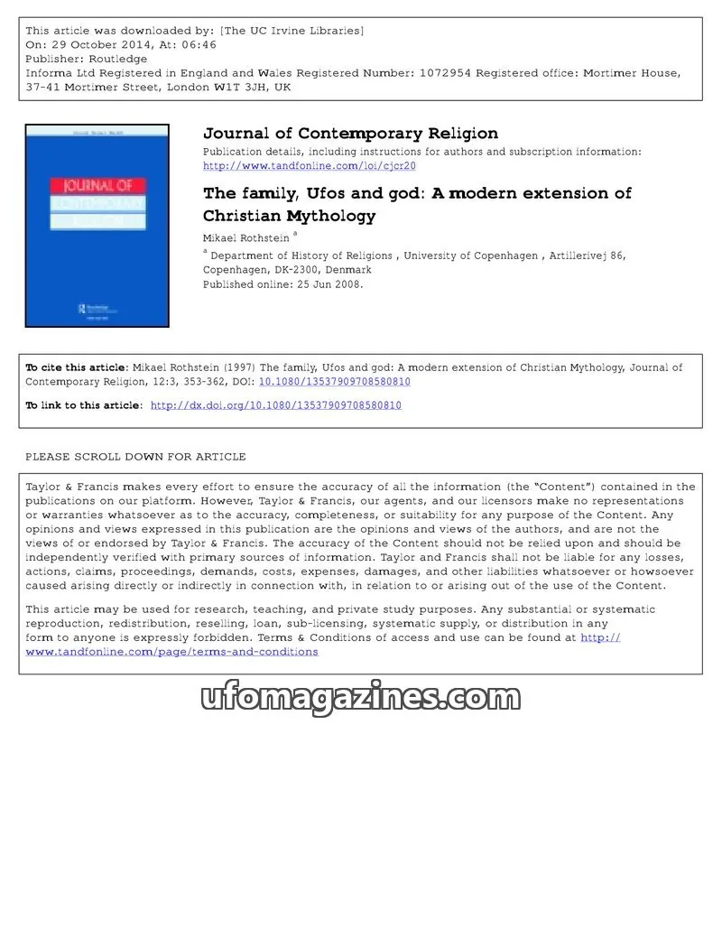 Cover of Scientific Journal Articles issue 12:3: Journal of Contemporary Religion