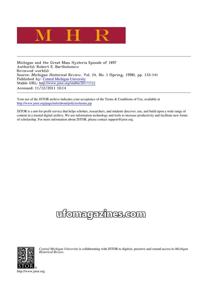 Cover of Central Michigan University issue 1: Michigan Historical Review