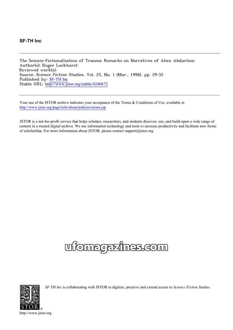 Cover of Scientific Journal Articles issue Vol. 25, No. 1: Science Fiction Studies
