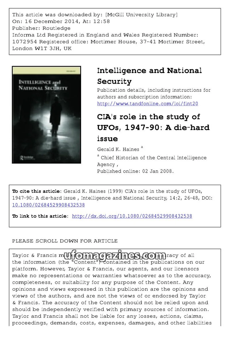Cover of Scientific Journal Articles issue 14:2: Intelligence and National Security
