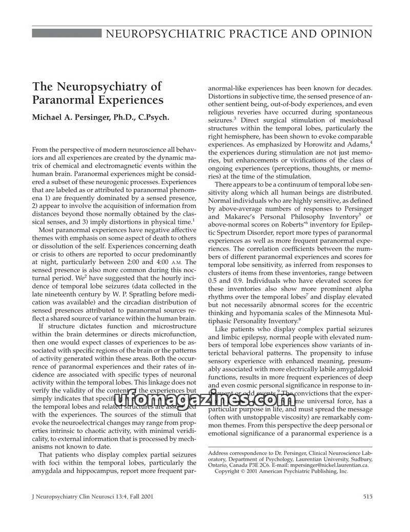 Cover of American Psychiatric Publishing, Inc. issue 13:4: J Neuropsychiatry Clin Neurosci