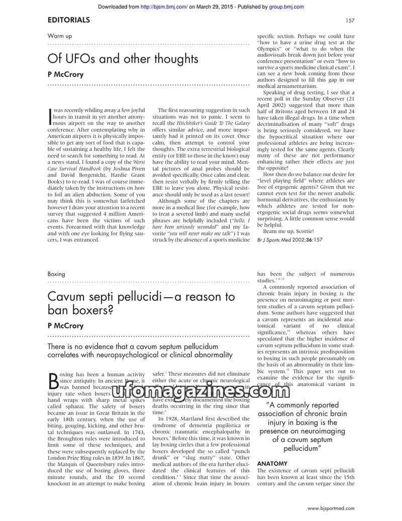 Cover of 2002 06 01 British Journal of Sports Medicine - Vol 36 No 3 - McCrory