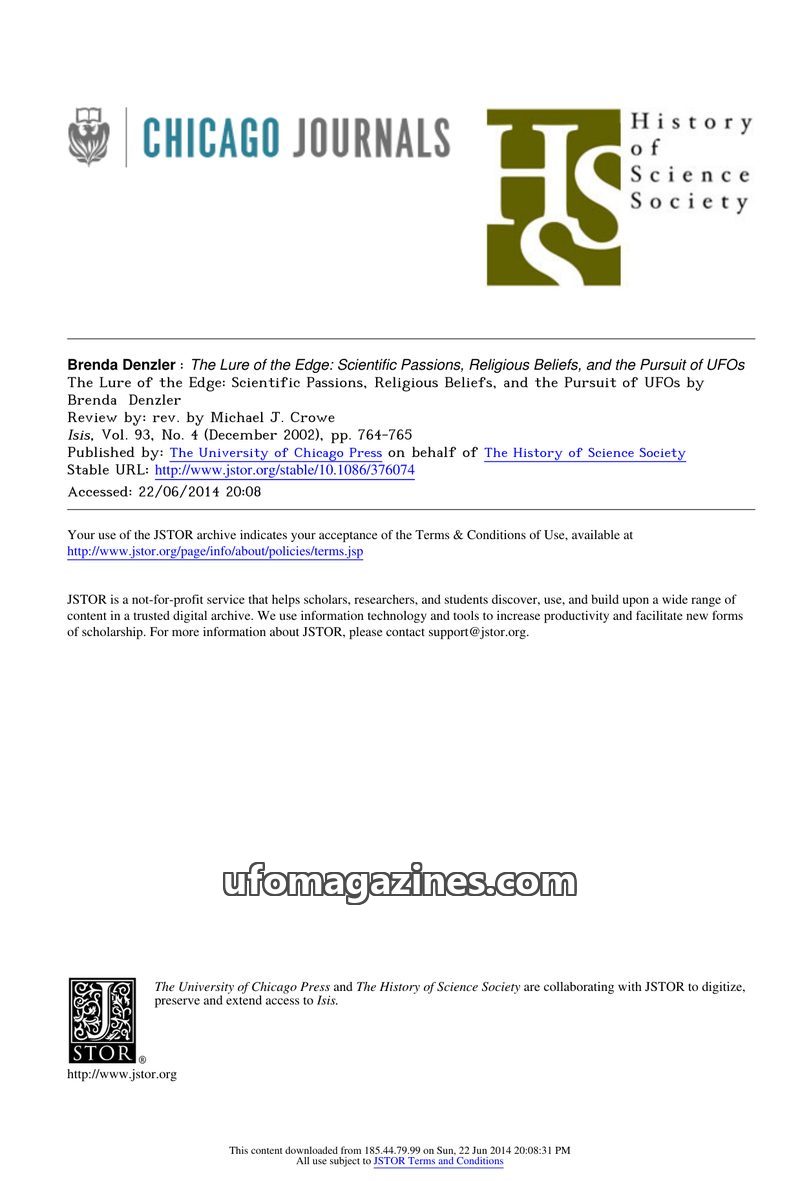 Cover of 2002 12 00 Isis - Vol 93 No 4 - Michael J Crowe