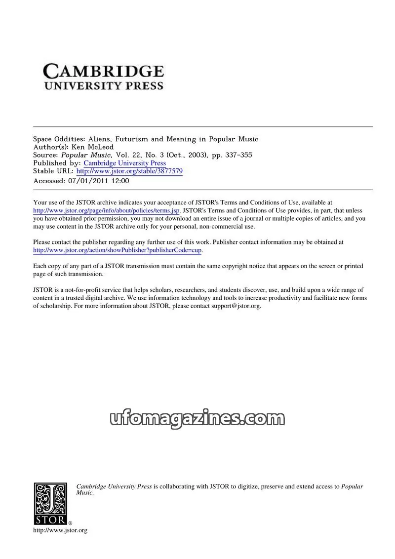 Cover of Cambridge University Press issue 3: Popular Music