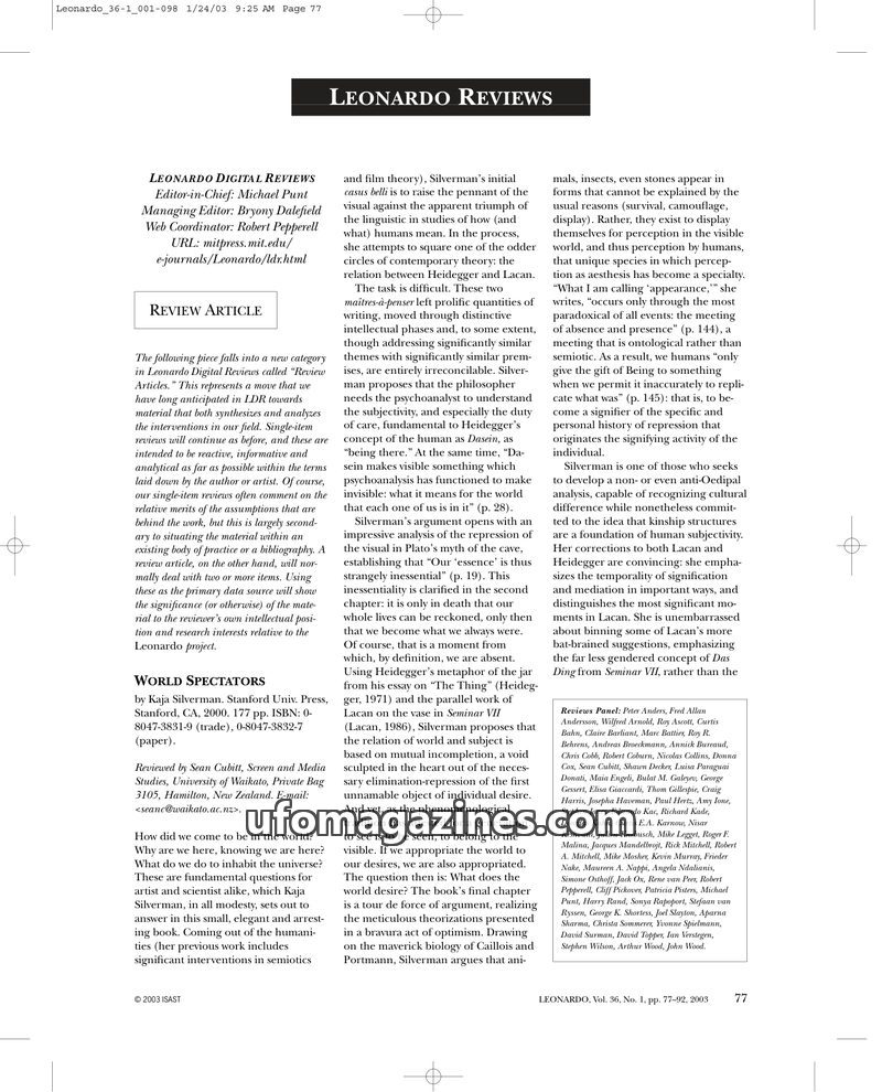 Cover of 2003 02 00 Leonardo - Vol 36 No 1 - Michael Punt