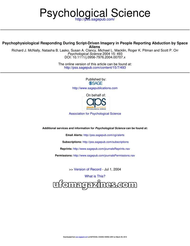 Cover of SAGE issue 7: Psychological Science