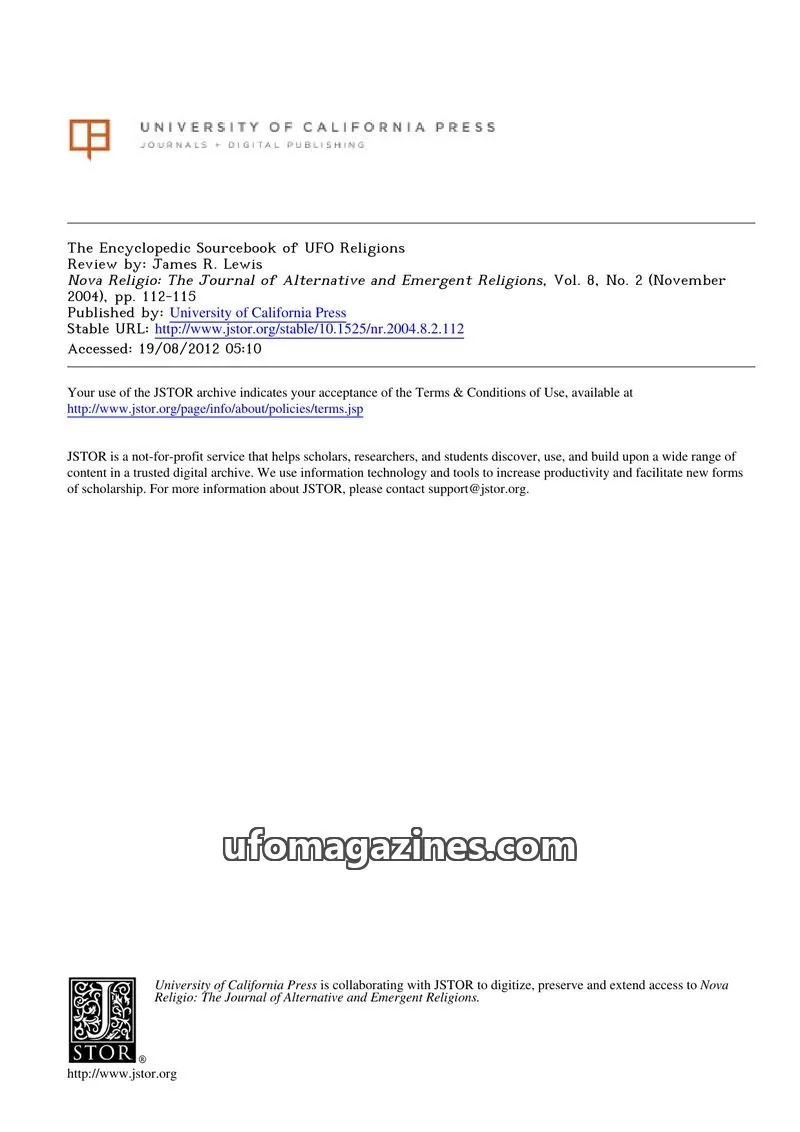 Cover of University of California Press issue 2: Nova Religio: The Journal of Alternative and Emergent Religions