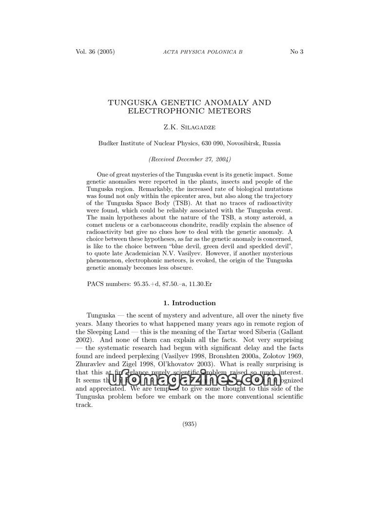Cover of 2005 03 00 Acta Physica Polonica - Vol 36 No 3 - Silagadze