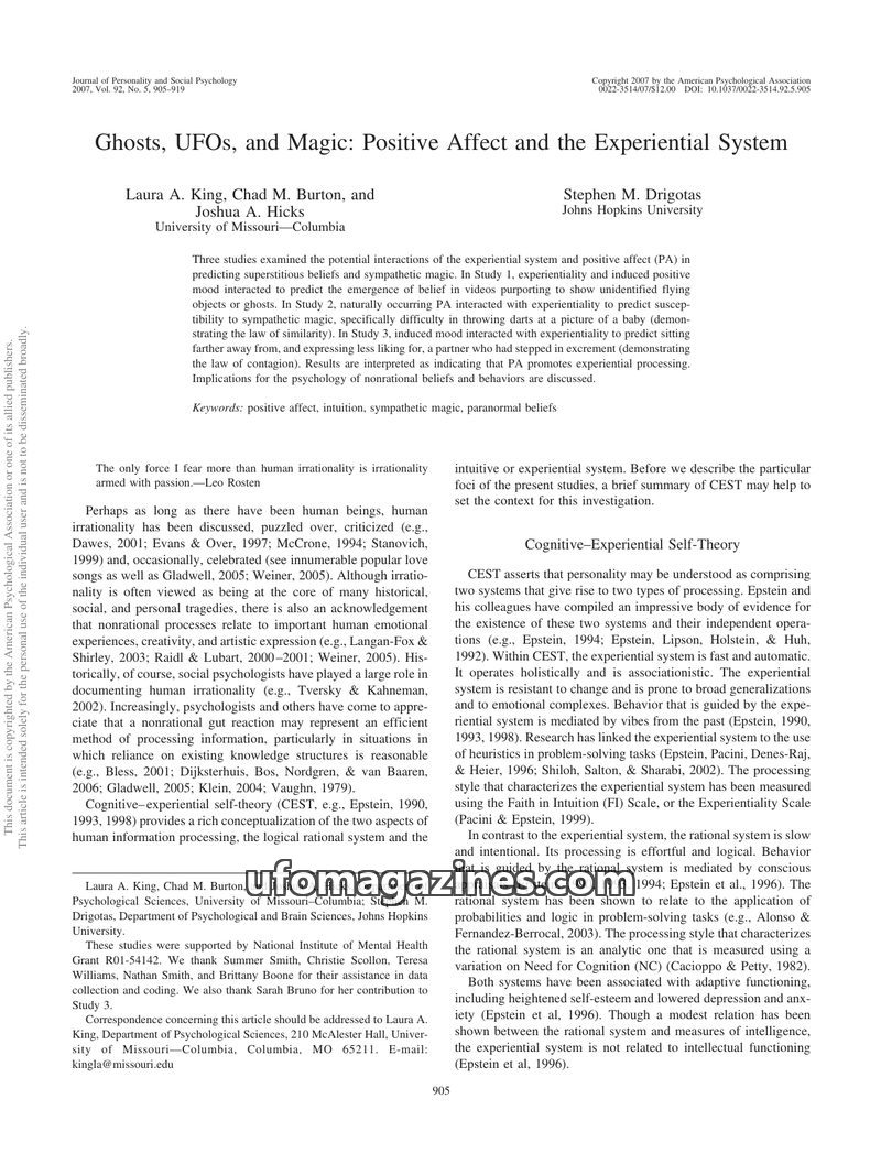 Cover of 2007 00 00 Journal of Personality and Social Psychology - Vol 92 No 5 - Laura King