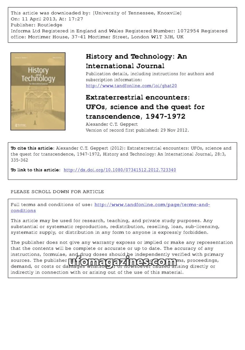 Cover of Scientific Journal Articles issue 28:3: History and Technology: An International Journal