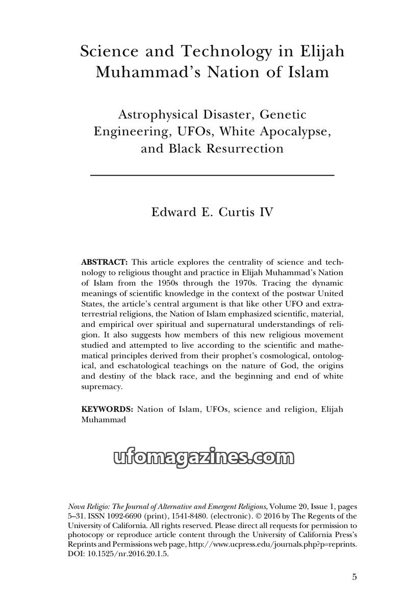 Cover of 2016 08 00 Nova Religio - Vol 20 No 1 - E E Curtis