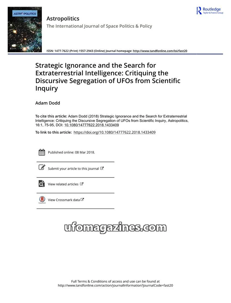 Cover of Routledge Taylor & Francis Group issue 1: Astropolitics