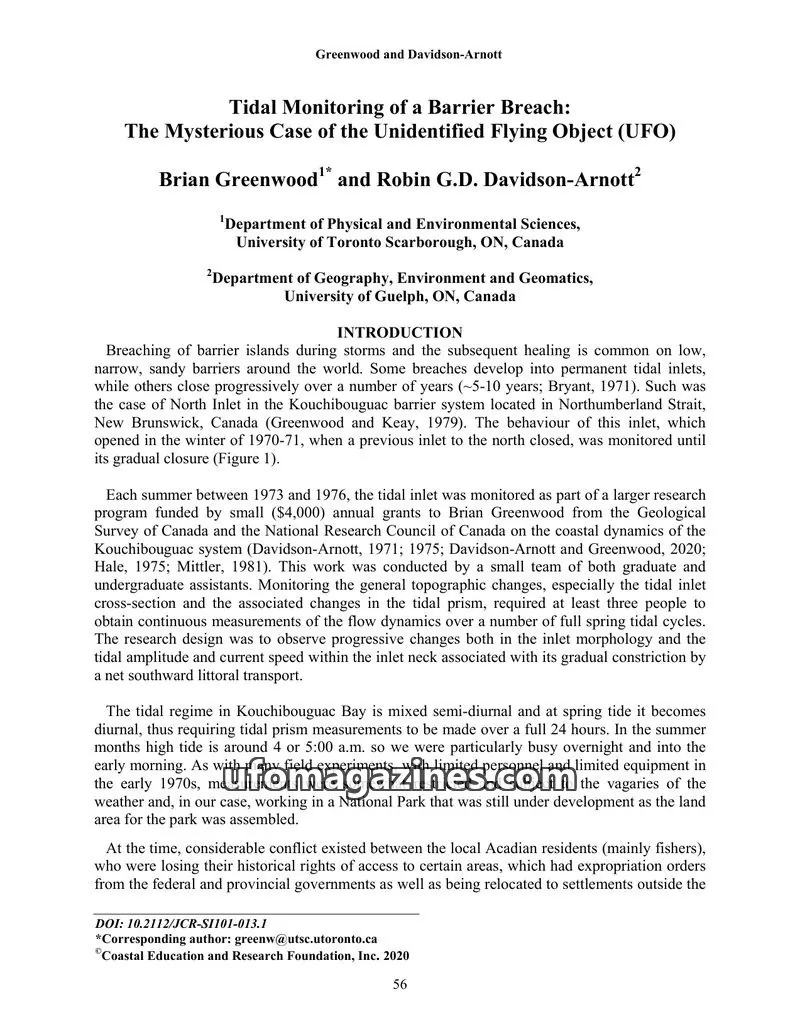 Cover of Coastal Education and Research Foundation, Inc. issue 101: Tidal Monitoring of a Barrier Breach: The Mysterious Case of the Unidentified Flying Object (UFO)