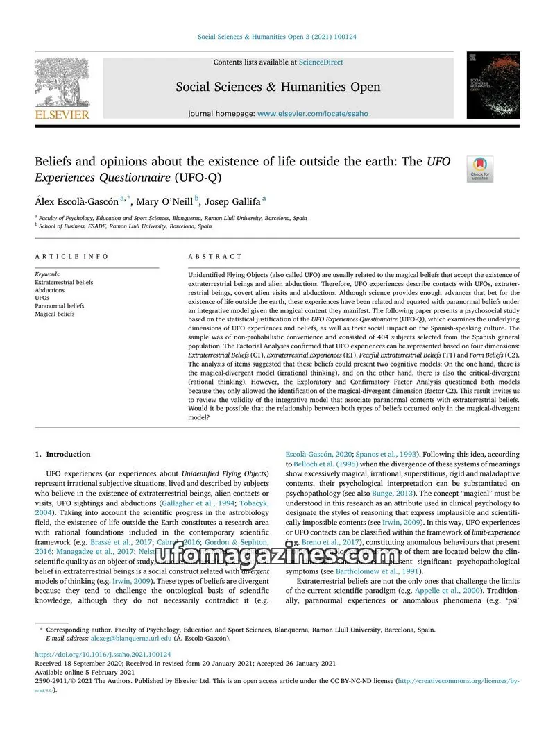 Cover of Scientific Journal Articles issue 100124: Social Sciences & Humanities Open