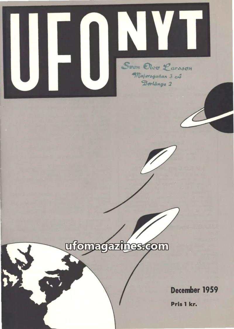 Cover of UFO Nyt (SUFOI) issue December 1959: UFO-NYT