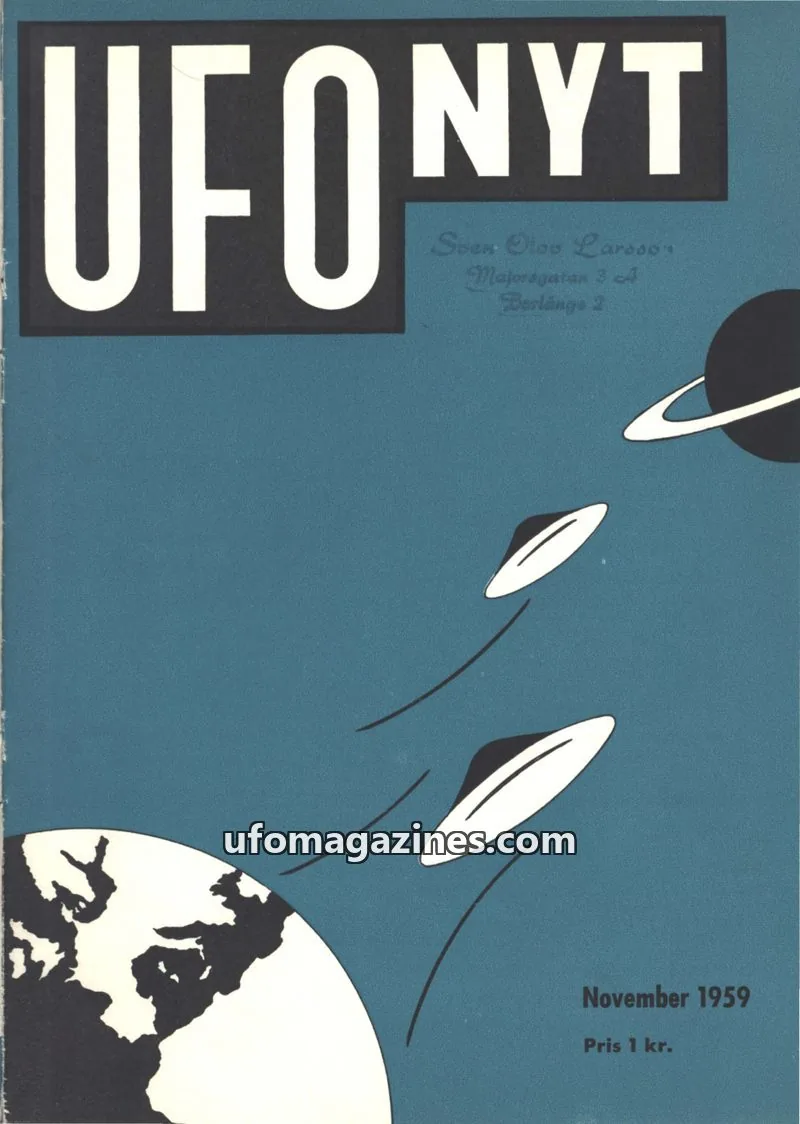 Cover of UFO Nyt (SUFOI) issue November 1959: UFO-NYT