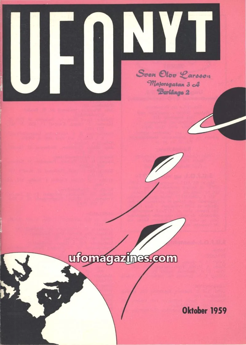 Cover of UFO Nyt (SUFOI) issue October 1959: UFO-NYT