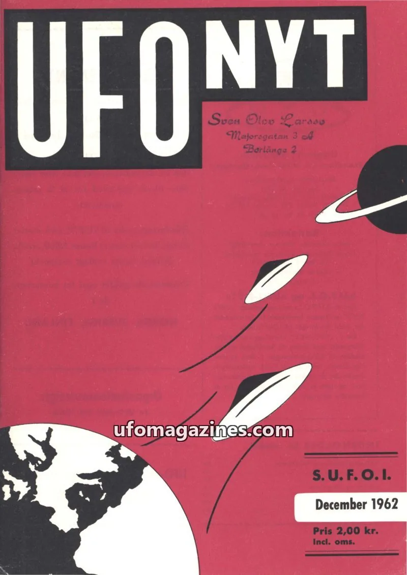 Cover of UFO Nyt (SUFOI) issue December 1962: UFO NYT