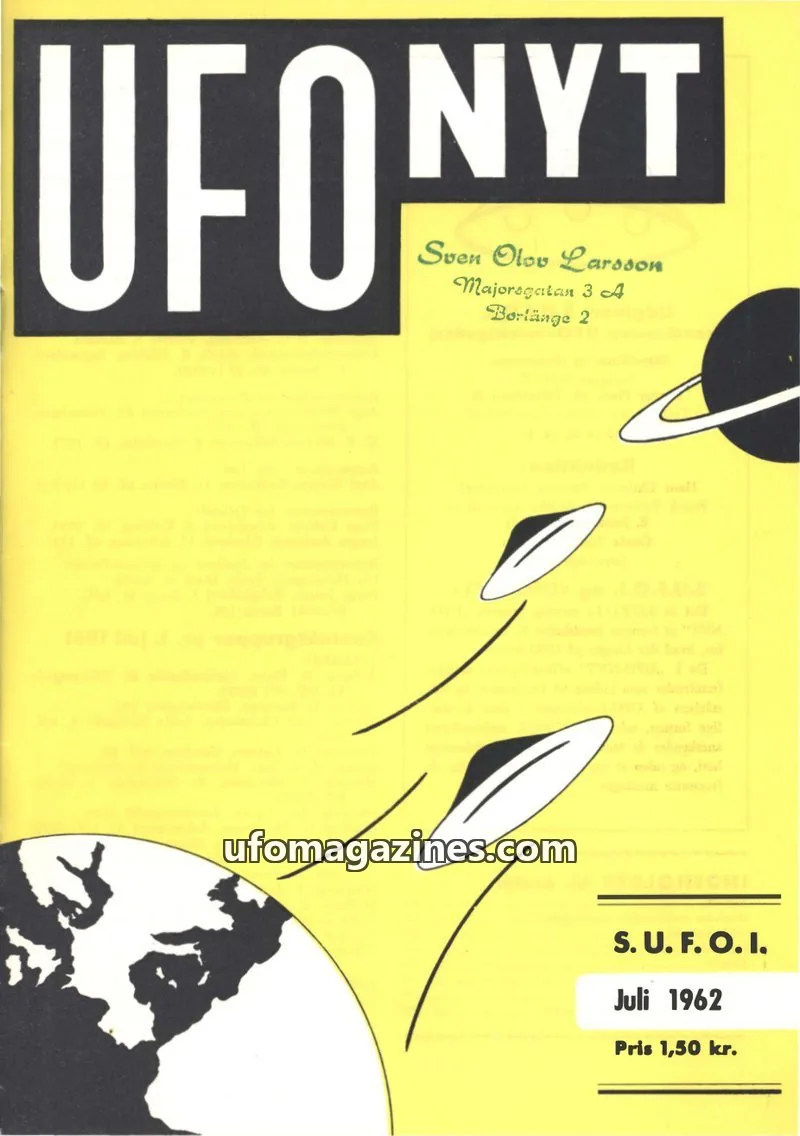 Cover of UFO Nyt (SUFOI) issue Juli 1962: UFO NYT