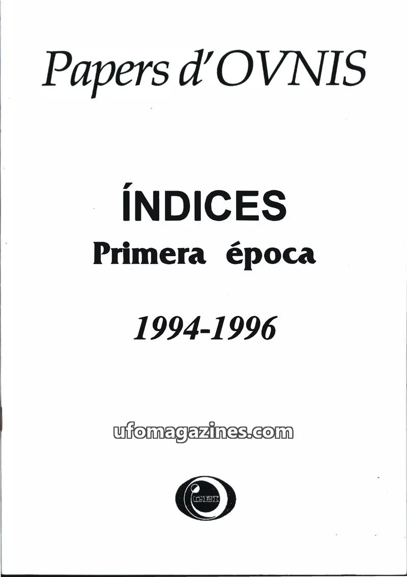 Cover of CEI issue ÍNDICES Primera época 1994-1996: Papers d'OVNIS