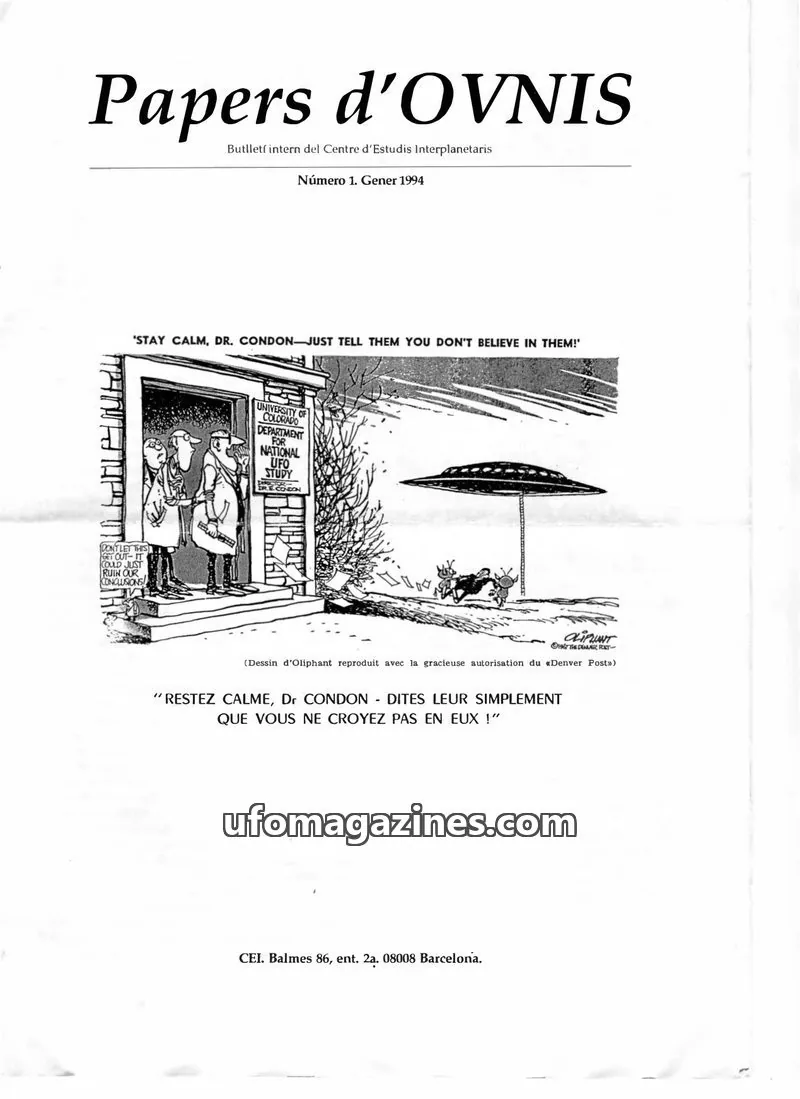 Cover of Papers d'Ovnis (CEI, eISSN 2604-1391) issue 1: Papers d'OVNIS