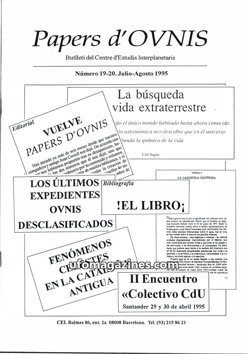 Cover of Papers d'Ovnis (CEI, eISSN 2604-1391) issue 19-20: Papers d'OVNIS