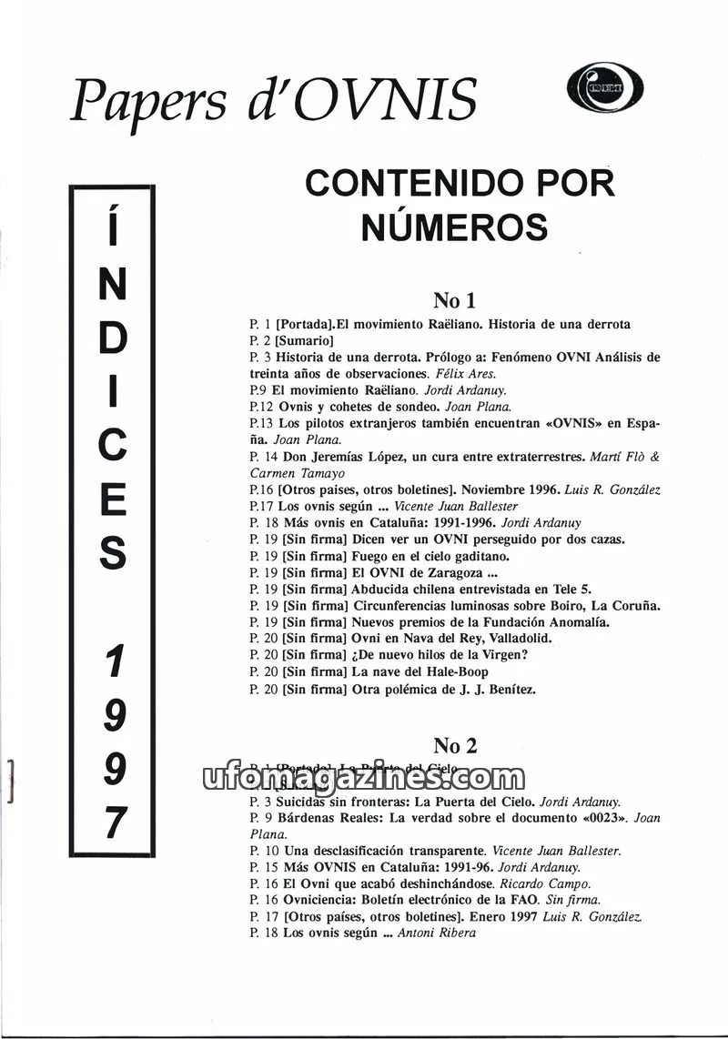 Cover of CEI issue 1997: Papers d'OVNIS