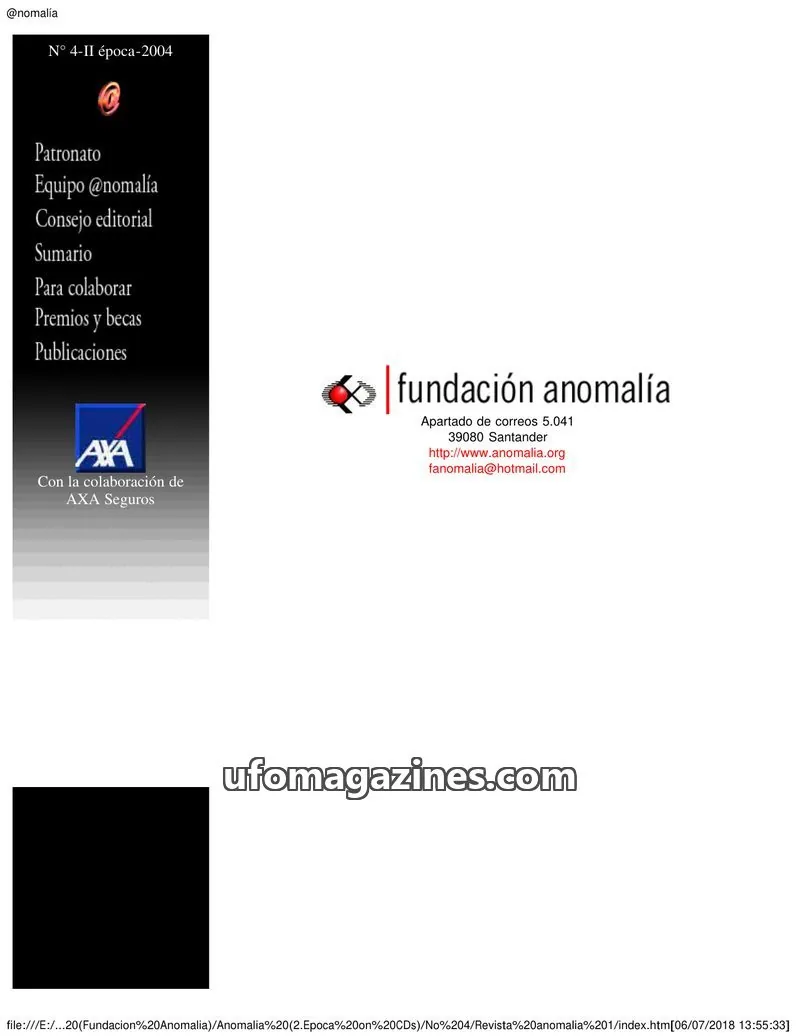 Cover of Anomalia (Fundacion Anomalia) issue 4: Anomalía