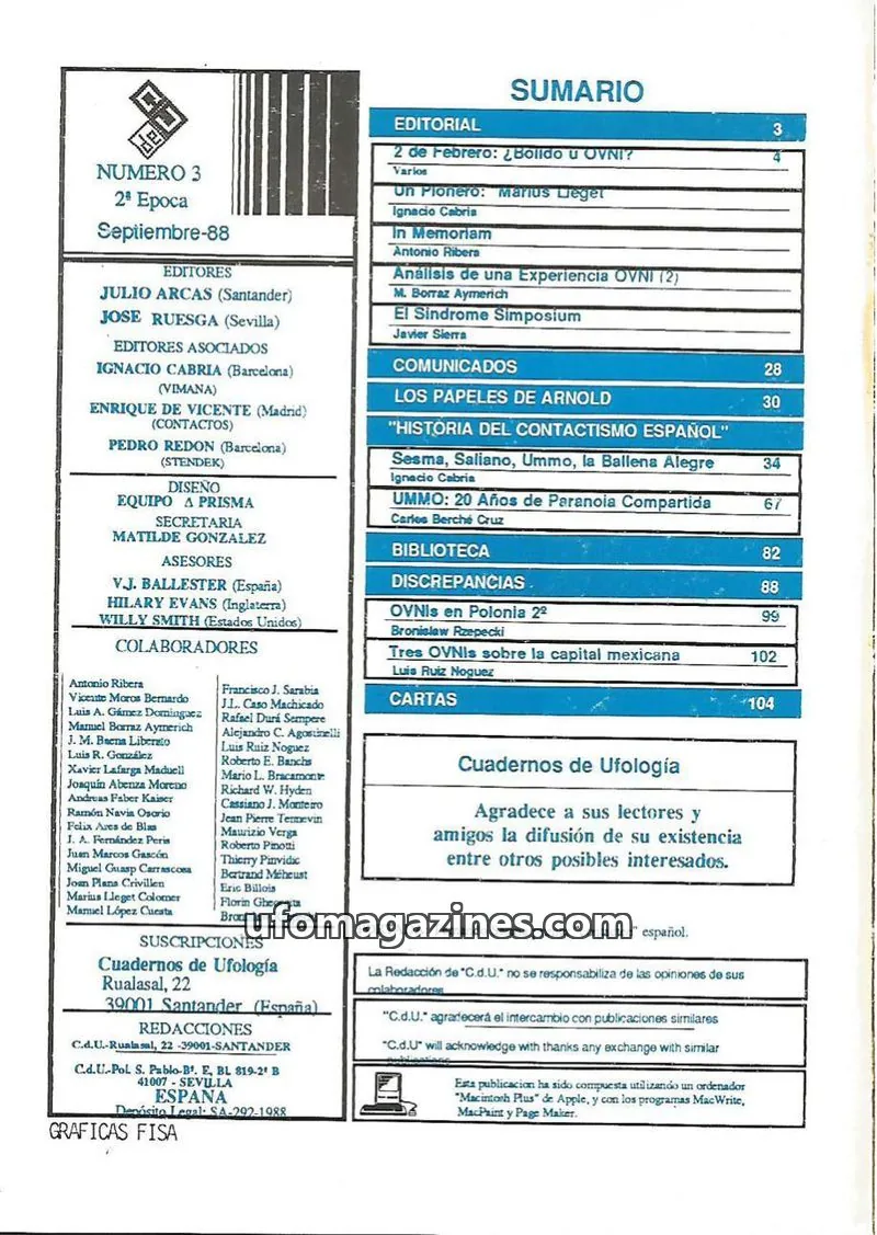 Cover of Cuadernos de Ufologia (Fundacion Anomalia) issue 3: Cuadernos de Ufología