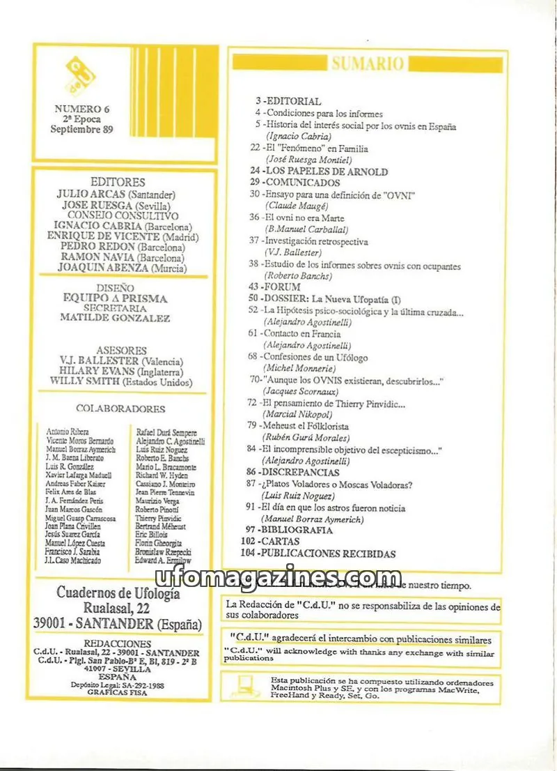 Cover of Cuadernos de Ufologia (Fundacion Anomalia) issue 6: Cuadernos de Ufología